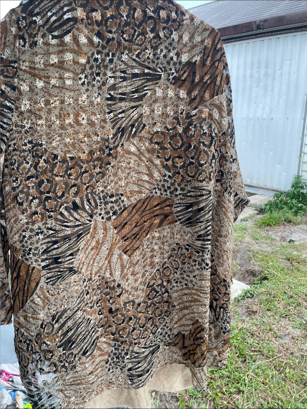 Anne Klein Brown and Black Animal-Print Midi Coat